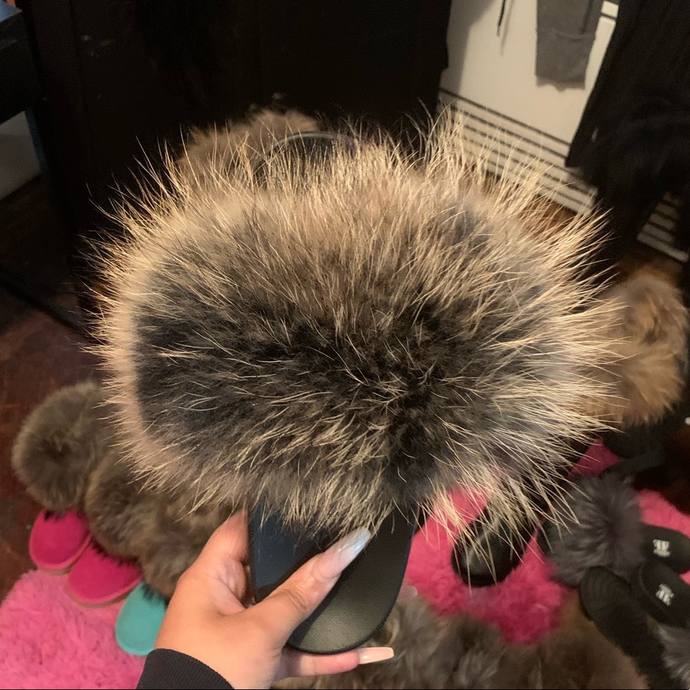 Raccoon fur slides